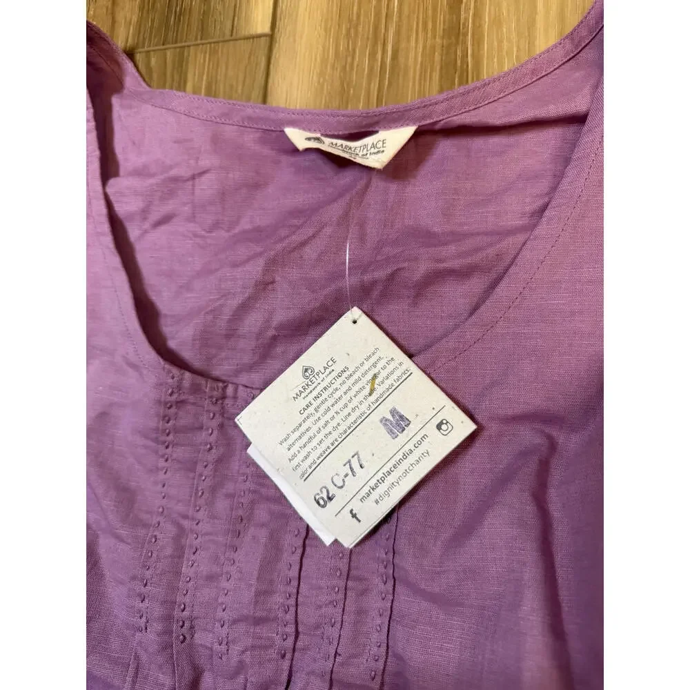NWT! Marketplace India Handmade Women's Sleeveless Purple Top Size Medium - Picture 3 of 6